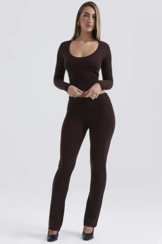 Ama Chocolate Cashmere Blend Trousers