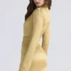Amala Gold Long Sleeve Satin Mini Dress
