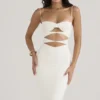 Amalia Ivory Satin Cutout Corset Dress
