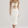 Amalia Ivory Satin Cutout Corset Dress