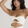 Amalia Ivory Satin Cutout Corset Dress