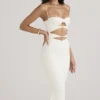 Amalia Ivory Satin Cutout Corset Dress