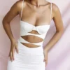 Amalia Ivory Satin Cutout Corset Dress