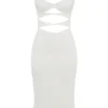Amalia Ivory Satin Cutout Corset Dress