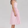 Amara Pink Rose Print Stretch Cotton Corset Midi Dress