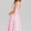 Amara Pink Rose Print Stretch Cotton Corset Midi Dress