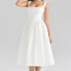 Amara White Stretch Cotton Corset Midi Dress