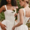 Amara White Stretch Cotton Corset Midi Dress