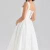 Amara White Stretch Cotton Corset Midi Dress