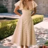 Amaya Cream Tea Broderie Anglais Midi Dress