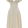 Amaya Cream Tea Broderie Anglais Midi Dress