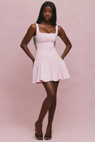 Amelie Ballerina Pink Stretch Crepe Mini Dress