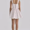 Ami White Rose Print Cotton Corset Mini Dress