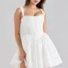 Ami White Stretch Cotton Corset Mini Dress