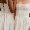 Ami White Stretch Cotton Corset Mini Dress
