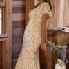 Amina Lemon Floral Print Georgette Maxi Tea Dress