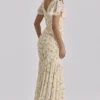Amina Lemon Floral Print Georgette Maxi Tea Dress