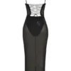 Amirah Black Mesh Crystal Embellished Midi Dress