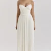 Amorata Ivory Pleated Maxi Dress