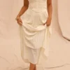 Amorata Ivory Pleated Maxi Dress