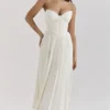 Amorata Ivory Pleated Maxi Dress