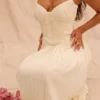Amorata Ivory Pleated Maxi Dress