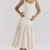 Amore Vintage Cream Dropped Waist Midi Dress