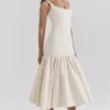 Amore Vintage Cream Dropped Waist Midi Dress