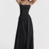 Anabella Black Lace Up Maxi Dress