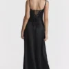 Anabella Black Lace Up Maxi Dress