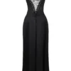 Anabella Black Lace Up Maxi Dress