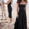 Anabella Black Lace Up Maxi Dress