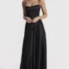 Anabella Black Lace Up Maxi Dress