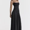Anabella Black Lace Up Maxi Dress