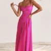 Anabella Fuchsia Lace Up Maxi Dress