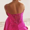 Anabella Fuchsia Lace Up Maxi Dress