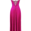 Anabella Fuchsia Lace Up Maxi Dress
