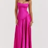Anabella Fuchsia Lace Up Maxi Dress