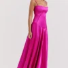 Anabella Fuchsia Lace Up Maxi Dress