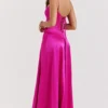 Anabella Fuchsia Lace Up Maxi Dress