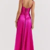 Anabella Fuchsia Lace Up Maxi Dress