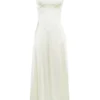 Anabella Ivory Satin Lace Up Maxi Dress