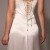Anabella Ivory Satin Lace Up Maxi Dress