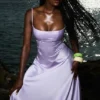 Anabella Orchid Lace Up Maxi Dress