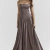 Anabella Smoke Lace Up Maxi Dress