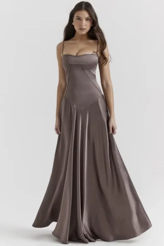 Anabella Smoke Lace Up Maxi Dress