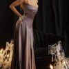 Anabella Smoke Lace Up Maxi Dress