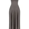 Anabella Smoke Lace Up Maxi Dress