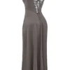 Anabella Smoke Lace Up Maxi Dress