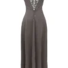 Anabella Smoke Lace Up Maxi Dress
